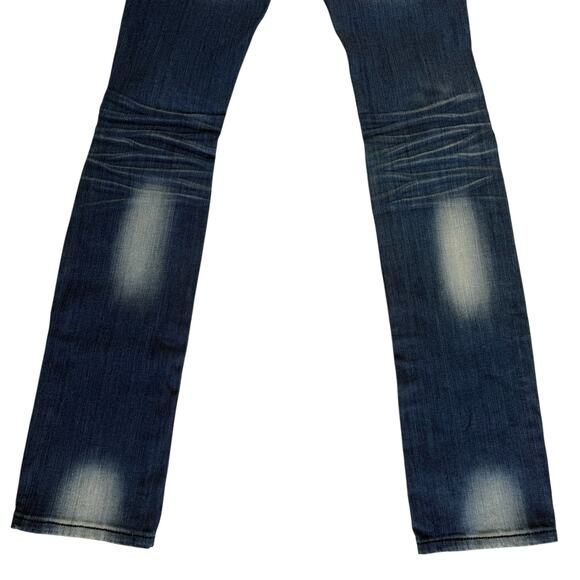 A7 Swarovski Crystals Distressed Jeans Womens 25 Low Rise Sexy Cowgirl Glam Rock - Picture 10 of 15